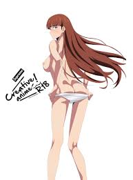 kevcrexx, lee joo-hee, solo leveling, absurdres, highres, 1girl, ass, blue  eyes, breasts, brown hair, butt crack, embarrassed, eyebrows hidden by  hair, feet out of frame, from behind, large breasts, long hair, looking