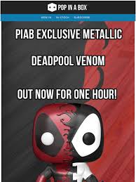 Great placement of blood splatter and the best part is it glows in the dark!! Pop In A Box Us Metallic Piab Exc Deadpool Venom Live For One Hour Only Milled