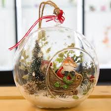 Large Glass Terrarium Ornament Christmas Holiday Santa Sleigh In Snow Christmas Ornaments Gold Christmas Decorations Easy Christmas Decorations