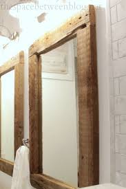 Antique wood wall mirror, reclaimed wood frame, vintage design, mosaic style. Diy Reclaimed Wood Frames The Space Between Wood Mirror Bathroom Wooden Mirror Frame Reclaimed Wood Frames