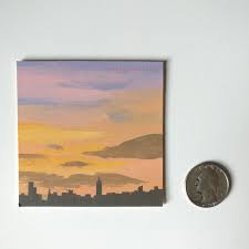 Sunset, acrylic painting by ava avadon. Sunset City Small Original Acrylic Landscape Painting Salmahsshop Online Store Powered By Storenvy