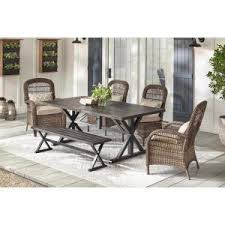 Hampton Bay Beacon Park 6 Piece Brown Wicker Outdoor Dining Set With Toffee Cushions Frs80937a St The Home Depot Outdoor Dining Set Wicker Dining Set Patio Furniture Collection