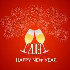 Happy New Year 2019 With Champagne Glasses And Firework Bacground Happy New Year 2019 New Year Wishes Happy New Year Images