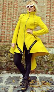 Lemon Yellow Coat Long Tail Coat Extravagant Coat With Funky Etsy In 2020 Yellow Coat Stretchy Shirts Lemon Yellow