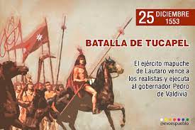 Decidió abandonar a los españoles y en diciembre de 1553 apareció como el principal líder en la batalla de tucapel, primer levantamiento indígena de importancia en chile. íŠ¸ìœ„í„°ì˜ Evo Morales Ayma ë‹˜ Como Hoy 1553 Los Mapuches Comandados Por Su Lider Lautaro Vencieron A Las Tropas De Pedro De Valdivia En La Batalla De Tucapel Y Posteriormente Ejecutaron Al