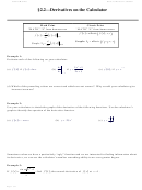 Some of the worksheets displayed are math 171, 03, math 1a calculus work, derivatives, 04, work more di erentiation. Derivatives On The Calculator Worksheet Calculus Maximus Printable Pdf Download