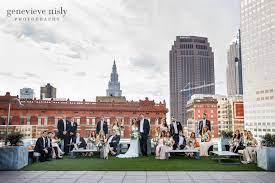 Skyline Views And Dramatic Setting For A Wedding On The Rooftop At Metropolitan At The 9 In Downtow Cleveland Wedding Venue Ohio Wedding Venues Skyline Wedding