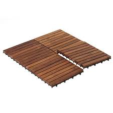 Bare Decor Ez Floor Interlocking Flooring Tiles In Solid Teak Wood Set Of 10 Long 9 Slat Deck Tiles Deck Tile Interlocking Deck Tiles