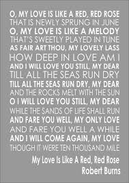 My Love Is Like A Red Red Rose Robert Burns Poem Poetry Quote Wall Word Art Rose Poems Burns Night Quotes Robert Burns