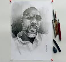 Charcoal drawing of a woman stretching