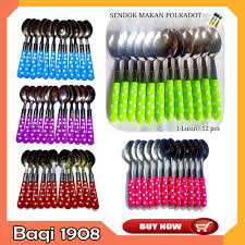 Sendok makan, sayur, nasi, sutil/sodet dan garpu. B 157 Sendok Polkadot Lusinan Sendok Warna Warni 1 Lusin Murah Bq Shopee Indonesia
