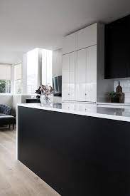 Beautiful Black And White Kitchen With Marble Stone Benchtops High Quality Marble Look Benchtops Ava Modern Kitchen Design White Marble Kitchen Kitchen Marble