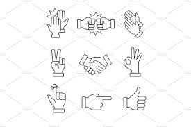 Clapping Hands And Other Gestures Art Icon Line Art Art