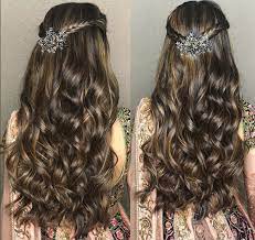 The following updos, downdos and half up styles for shorter, medium and long hair are just the ticket. Reception Hairstyles For Indian Brides Hair Styles Indian Bride Hairstyle Bridal Hair And Makeup