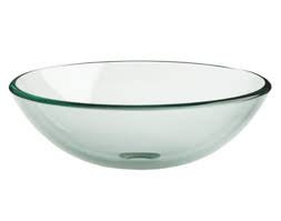 clear green round glass vessel sink