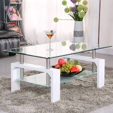 Maybe you would like to learn more about one of these? Mecor Rectangle Glass Coffee Table White Modern Side Coffee Table With Lower Shelf Wooden Legs Suit For Living Room Buy Online In Aruba At Aruba Desertcart Com Productid 47983383
