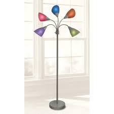 Floor lamps are standing lamps that can be placed in multiple locations across your home. Hampton Bay 67 In 5 Arm Silver Floor Lamp With Multi Color Shades Fl 0002rca The Home Depot