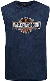 Enjoy Exclusive For Harley Davidson Mens Long Time Trademark B S Mineral Wash Blue Sleeveless Muscle T Shirt Online Findamazingstar In 2020 Muscle T Shirts Mens Tops Shirt Online