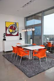 Color Of The Month Decorating With Tangerine Abode Contemporary Dining Room Chair Orange Dining Room Beautiful Dining Rooms
