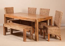 Banana leaf woven trunk coffee table wicker furniture collection. Solid Light Mango Wood Rattan Banana Leaf Dining Table Bench Chairs Set Ebay