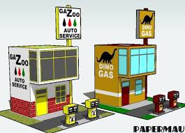 Gazoo Gas Station Paper Model By Papermau Download Now Paper Models Gas Station Gas