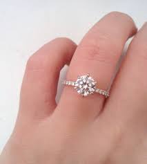 Round Solitaire With Skinny Pave Band Round Diamond Engagement Rings Skinny Band Engagement Ring Round Solitaire Engagement Ring