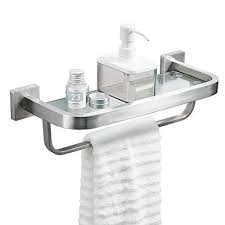 Besy Bathroom Lavatory Glass Shelf With Towel Bar And Rai Https Www Amazon Com Dp B07dmgjgc6 Ref Cm Sw R Pi Glass Shelves Glass Bathroom Shelves Towel Bar