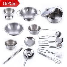How much to buy kitchen toys for kids online? 16pcs Stainless Steel Children Kitchen Toys Miniature Cooking Set Simulation Tableware Toy Pretend Play Cook Toy For Kids Gift Kid Shop Global Kids Baby S Toy Kitchen Children