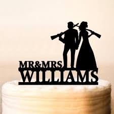 Personalized Wedding Armed Mr And Mrs Silhouette Cake Topper Bride And Groom With Hunter Rifle Gun Wedding Party Decor Supplies Cake Decorating Supplies Aliexpress