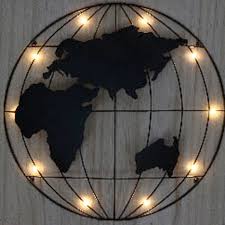 Ebay weltkarte 3d wandbild beleuchtet wunschmotiv co2 laser. 10 Led Weltkarte Holz Wandbild Wanddekoration Metall Globus Deko 30x30cm Ebay