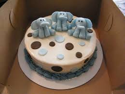 Baby shower cake for triplets. Triplet Elephants Baby Shower Cakecentral Com