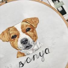 Custom Pet Portrait Embroidery Pet Memorial Wall Decor Cat Etsy Portrait Embroidery Animal Embroidery Custom Cat Portrait