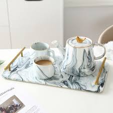 Marble Ceramic Tea And Coffee Service Set Coffee Service Marble Ceramics Ceramic Tea Set