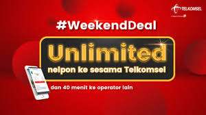 Paket internet kartu as flash unlimited 2 mingguan dengan harga paket sebesar rp.60 ribu pengguna akan diberikan akses internet cepat dengan kuota 500 mb. Weekenddeal Unlimited Call Telkomsel