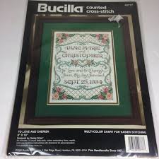 Bucilla 1994 Counted Cross Stitch Kit 8 X10 To Love And Cherish 40777 Marriage