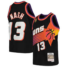The suns are looking beyond the city of phoenix for their city uniform, instead they'll be honouring the entire metropolitan area sometimes referred to as the valley of the sun. Steve Nash Phoenix Suns Mitchell Ness Youth 1996 97 Hardwood Classics Swingman Throwback Jersey Black