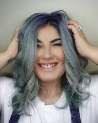 Silver And Blue Ombre Hair Color Using Got2b Hair Dyes In Metallic Silver M71 With Blue Mercury M67 Blue Ombre Hair Got2b Hair Products Ombre Hair Color