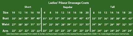 pikeur size charts