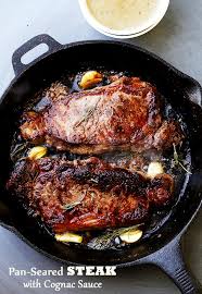 Cook 7 minutes, then flip and add butter. Pan Seared Steak With Cognac Sauce Recipe Diethood
