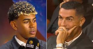 Cristiano Ronaldo's telling reaction to Lamine Yamal mentioning him in award  speech: Barcelona's Lamine Yamal won two prizes at the 2025 Globe Soccer  Awards, with Cristiano Ronaldo watching on from the front