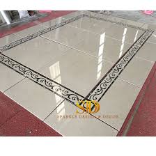 China Wholesale Geometric Style Simple Natural Waterjet Marble Border China Waterjet Borders Marble Floor Design With Border