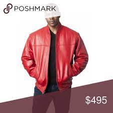 Red Premium Lamb Leather Bomber Baseball Jacket Leather Bomber Jackets Baseball Jacket