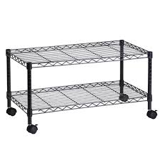 Multi media cabinet rolls on 3 wheels and features locking. Honey Can Do 2 Tier Steel Wire Rolling Media Cart In Black Crt 03937 The Home Depot