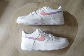 Nike Air Force 1 Color Swoosh Gradient Pink Lilac The Custom Movement In 2021 Nike Air Nike Air Force Air Force