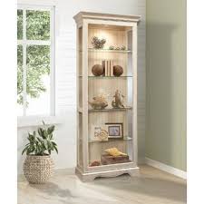 Measures about 6 feet tall. Lighted Curio Cabinets With Glass Shelves Wayfair
