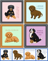 Dog breed cross stitch patterns. Set Of 4 Puppy Images Large Breed Cross Stitch Pattern By Susan Saltzgiver Crosstitch Com