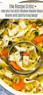 Literally The Best Chicken Noodle Soup Has Thick Chicken Chunks Sliced Carrots And Celery Wi Best Chicken Noodle Soup Soup Recipes Chicken Noodle Soup Dinner