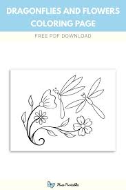 Dragonfly coloring pages free coloring page dragonflies image digital. Free Dragonflies And Flowers Coloring Page Coloring Pages Color Flowers