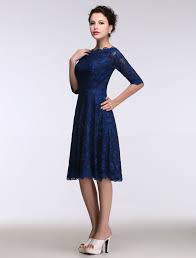 Preise vergleichen und bequem online kaufen! Brautmutterkleider A Linie Abendkleider Fur Hochzeit Spitze Ballkleider Dazzling Blau Hochzeit 1 2 Armel Mit Bateau Kragen Knielang Milanoo Com