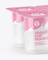 8 Pack Yogurt Mockup In Pot Tub Mockups On Yellow Images Object Mockups Yogurt Packaging Yogurt Packaging Mockup